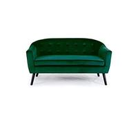Menzzo Canapé 3 Places Savoy Velours Vert - Style scandinave capitonné - Assise Confortable - L157 x P73 x H79 cm