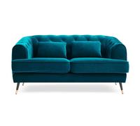 Menzzo Canapé 2 places Glams capitonné velours style boudoir Bleu canard