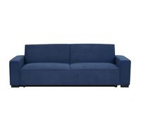 MENZZO Canapé clic-clac 3 places Roger Velours côtelé Bleu -L230 x P94 x H75 cmSurface de couchage : 110 x 189 cm