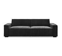 MENZZO Canapé clic-clac 3 places Roger Velours côtelé Noir -L230 x P94 x H75 cmSurface de couchage : 110 x 189 cm