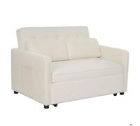 MENZZO Canapé convertible 2 places Komaria Velours Beige -Canapé : L133 x P94 x H87 cmSurface de couchage : L115 x P193
