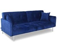 Menzzo Canapé Convertible 3 Places Carla Velours Bleu