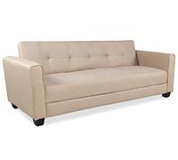 Menzzo Canapé Convertible 3 Places Clayton Tissu Beige - Clic-Clac Design Moderne 200 cm - Canapé Lit Droit Confortable pour Salon & Couchage Occasionnel