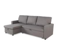 MENZZO Canapé convertible avec angle réversible Baleares Tissu Gris clair -L215 x P129 x H86 cmSurface de couchage : 99 x 186