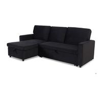 Menzzo Canapé convertible Baleares – angle réversible, velours, L215 x P133 x H83 cm – Noir