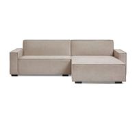 MENZZO Canapé convertible cic-clac avec angle réversible Pikado Tissu effet lin Taupe clair -L273 x P160 x H82 cmSurface de