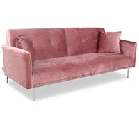 Menzzo Canapé Convertible clic-clac 3 Places Carla - Velours Rose Ultra-Doux - Pieds métal élégants - Convertible en Couchage d’appoint - Design Moderne pour Salon et Chambre