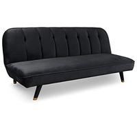 Menzzo – Canapé convertible Olympia – Velours noir – 3 places – Couchage 140x200 cm