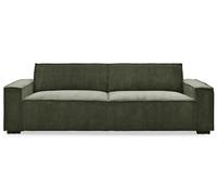 Menzzo Canapé Convertible Clic-Clac 3 Places Roger en Velours Côtelé Vert - Canapé Lit 2 Places avec Dossier Rabattable - Design Moderne et Confortable pour Salon - L230 x P94 x H75 cm