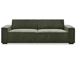 Menzzo Canapé Convertible Clic-Clac 3 Places Roger en Velours Côtelé Vert - Canapé Lit 2 Places avec Dossier Rabattable - Design Moderne et Confortable pour Salon - L230 x P94 x H75 cm