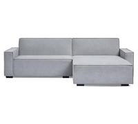Menzzo Canapé Convertible clic-clac PIKADO - Angle réversible - Tissu Effet Lin Gris Clair - Canapé-lit Moderne avec Couchage d’appoint et Design Contemporain