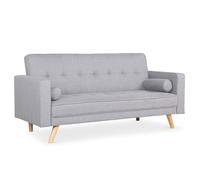 Menzzo Canapé convertible Slow – scandinave – tissu gris clair – 3 places – réversible