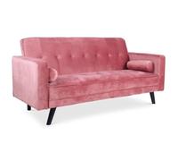 MENZZO Canapé convertible clic-clac scandinave Slow Velours Rose -L186 x P75 x H89 cmPosition lit : L186 x P107 x H89 cm