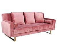 Menzzo Canapé Convertible Djobi Velours Rose Pied Or