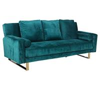 Menzzo Canapé Convertible Djobi Velours Vert Pied Or L210 x P95 x H90 cm Position lit : L210 x P107 x H42 cm