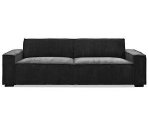 Menzzo Canapé Convertible Roger Velours Côtelé Noir - Canapé Clic-Clac 3 Places Design Moderne 230 cm - Banquette Convertible avec Couchage d’Appoint pour Salon ou Studio
