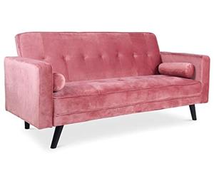 Menzzo Canapé Convertible scandinave Slow en Velours Rose - Canapé lit 3 Places Confortable - Design Moderne - L200 x P90 x H85 cm (Approx.)