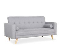 Menzzo Canapé Convertible Scandinave Slow, Tissu, Gris Clair, 186 x 75 x 89 cm