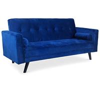 Menzzo Canapé Convertible scandinave Slow Velours Bleu