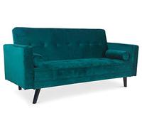 Menzzo Canapé Convertible scandinave Slow - Velours Vert - 3 Places - Clic-clac Convertible - L186 x P75 x H89 cm - Canapé-lit Moderne