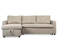 Menzzo Canapé d’Angle Convertible Toledo 4/5 Places - Tissu Beige - Lit intégré - Design Moderne Confortable - L250 x P150 x H85 cm