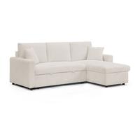 MENZZO Canapé d'angle convertible avec coffre de rangement réversible Toledo Velours côtelé Beige -L220 x P146 x H88cmSurface