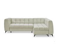 MENZZO Canapé d'angle convertible Chessy Velours Beige -Canapé : L247 x P166 x H77 cmSurface de couchage : L198 x P120 x H48