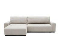Menzzo Canapé d’Angle Convertible Malone en Tissu Beige - 5 Places - Angle réversible avec Coffre de Rangement - Grand canapé Design Moderne et Confortable