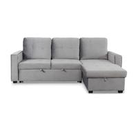 Menzzo Canapé d'angle convertible Rabano 230 cm Argent