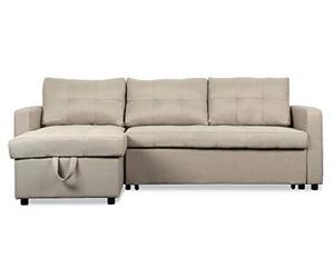 Menzzo Canapé d'angle Convertible Toledo Tissu Beige