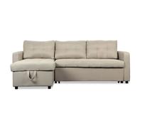 MENZZO Canapé d'angle convertible Toledo Tissu Beige -L220 x P146 x H88cmSurface de couchage : 115 x 193,5 cm