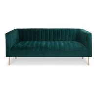 MENZZO Canapé moderne 3 places à coutures verticales Sacramento Velours Vert -L180 x P76 x H72 cm - Hauteur d'assise : H52 cm