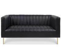 Menzzo Canapé Moderne Sacramento 2 Places - Simili Cuir Noir à Coutures Verticales - L150 x P80 x H82 cm - Style Contemporain pour Salon