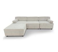 MENZZO Canapé modulable Benoit Velours côtelé Crème -L259 x P173,5 x H70 cm