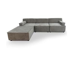 Menzzo Canapé modulable Benoit - Velours Taupe Grisé - 5 Places - L258 x P172 x H68 cm - Design modulable & Personnalisable pour Salon Moderne