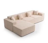 MENZZO Canapé modulable en angle avec pouf Archiduc Tissu bouclette beige -Compressé L277 x P164 x H65 cm