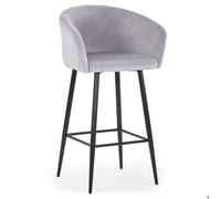 MENZZO Chaise de bar Bobby Velours Argent