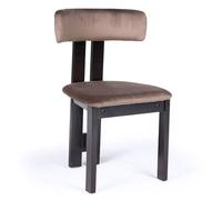 Menzzo Chaise de Salle à Manger Design CERIZ - Bois Massif Foncé et Velours Marron - Chaise Élégante Style Contemporain Chic - Assise Confortable Rembourrée - L45 x P48 x H78 cm