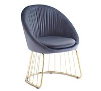 Menzzo Chaise Design Pralion Velours Gris avec Pieds métal doré - Chaise Salle à Manger Dossier Arrondi Effet drapé - Fauteuil Moderne élégant Salon ou Cuisine