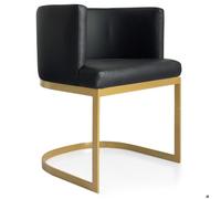 MENZZO Chaise / Fauteuil Noellie Simili P.U. Noir pieds Or - Chaises Salle À Manger