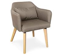 Menzzo Chaise/Fauteuil scandinave Shaggy Tissu Taupe
