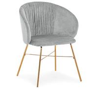 Menzzo Chaise Smart Velours Argent Pieds Or