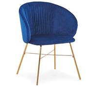 Menzzo Chaise Smart Velours Bleu Pieds Or c1023blue49