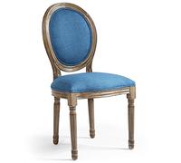 Menzzo Chaises Salle Manger | Chaise Medaillon de Salle a Manger, Salon ou Cuisine | Lot de 2 |Tissu Bleu| Chaise Louis XVI | Confortable | Dimensions : L49 cm x P46 cm x H96 cm Assise : H43 cm 3327480021439