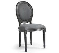 Menzzo Chaises Salle Manger | Chaise Medaillon de Salle a Manger, Salon ou Cuisine | Lot de 2 |Tissu Gris| Chaise Louis XVI | Confortable | Dimensions : 51 x 51 x 72 cm
