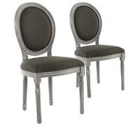 Menzzo Chaises Salle Manger | Chaise Medaillon de Salle a Manger, Salon ou Cuisine | Lot de 2 |Tissu Gris| Chaise Louis XVI | Confortable | Dimensions : L49 cm x P46 cm x H96 cm Assise : H43 cm