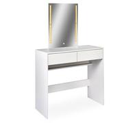 Menzzo Coiffeuse avec Miroir LED TALISMA - 80 cm - Table de Maquillage Blanche avec tiroirs - Éclairage LED intégré - Meuble Dressing Moderne