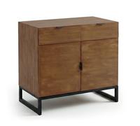 Menzzo Commode PANARA Chêne Clair - Meuble de Rangement 2 Tiroirs + 2 Portes Battantes - Commode Design Moderne pour Chambre, Salon ou Bureau Style Contemporain
