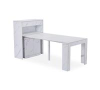 Menzzo Console Extensible Fontano Effet marbre Blanc - Table Console avec Rangement - Meuble Extensible Transformable en Table à Manger - Design Moderne Gain de Place