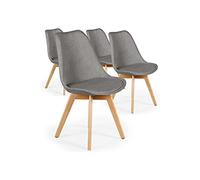 Menzzo cy1602fabricgrey Conor Lot de 4 Chaises Scandinaves Tissu/Bois Gris 46 x 45 x 79 cm